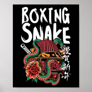 Boxing Snake Japanese Samurai Warrior Cobra Fighte Poster