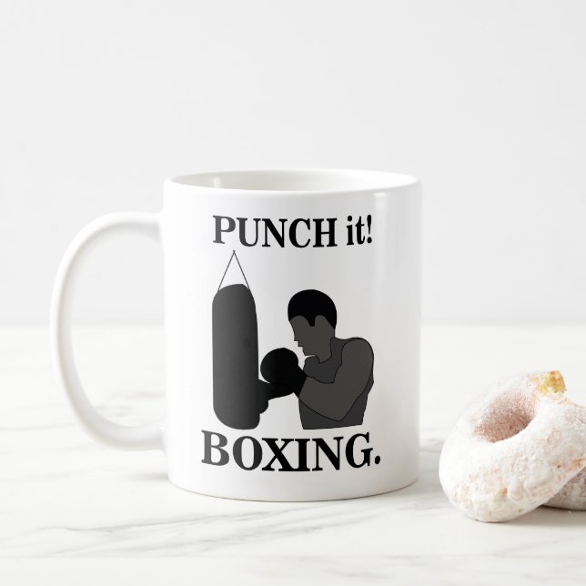 Boxing Sport Punch It Boxing Coffee Mug (With Donut)