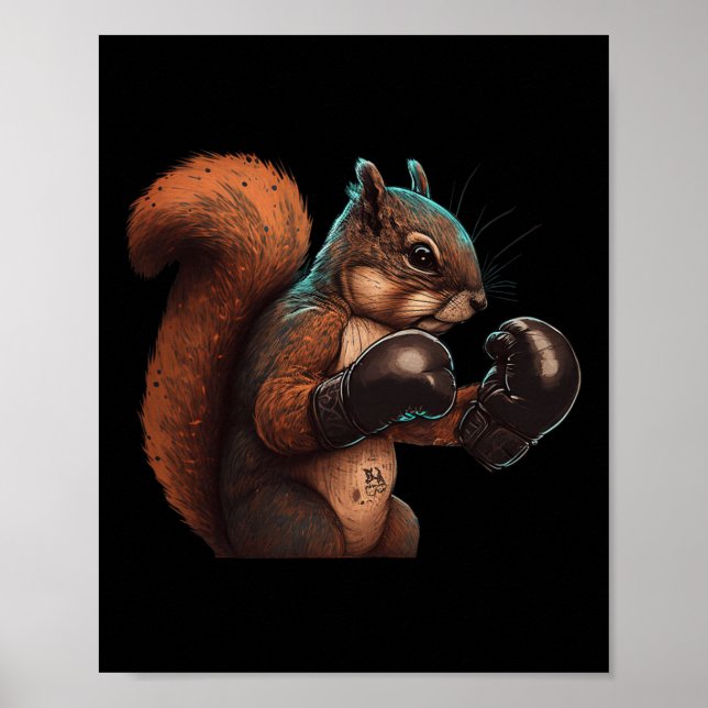 Boxing Squirrel Boxer Boxing Gloves Kickboxing Mma Poster (Front)