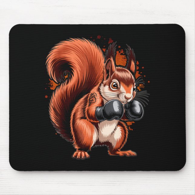 Boxing Squirrel Boxer Gloves Kickboxing MMA Mouse Pad (Front)