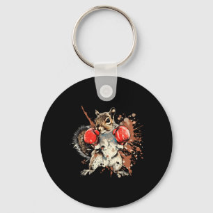 Boxing Squirrel With Boxing Gloves Kickboxing Funn Key Ring