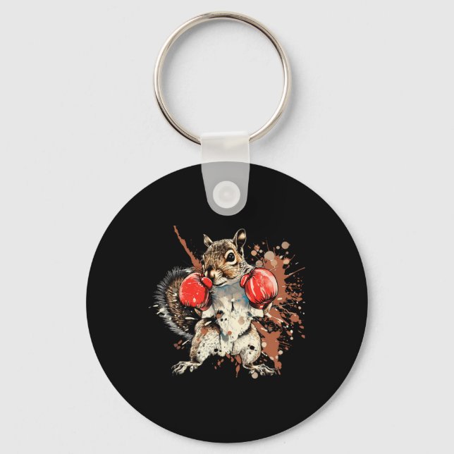 Boxing Squirrel With Boxing Gloves Kickboxing Funn Key Ring (Front)