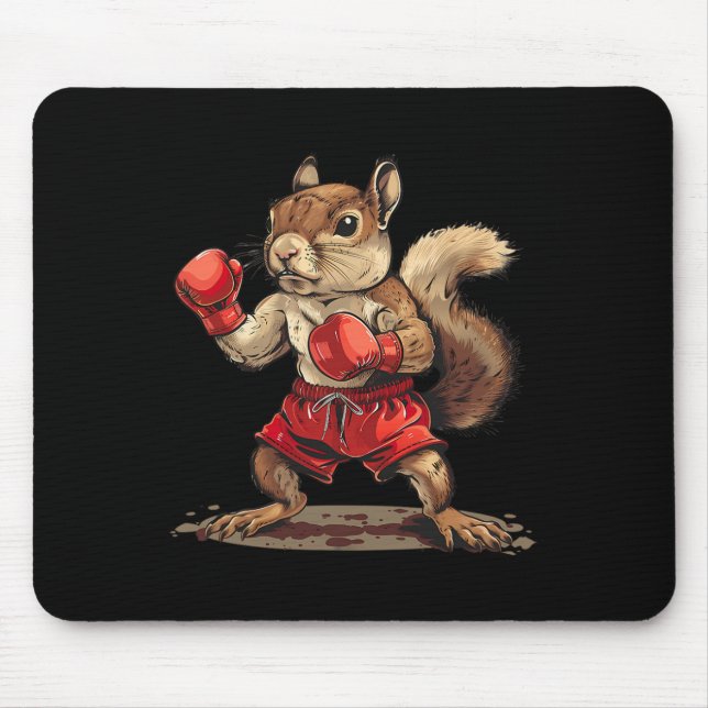 Boxing Squirrel With Boxing Gloves Kickboxing Funn Mouse Pad (Front)