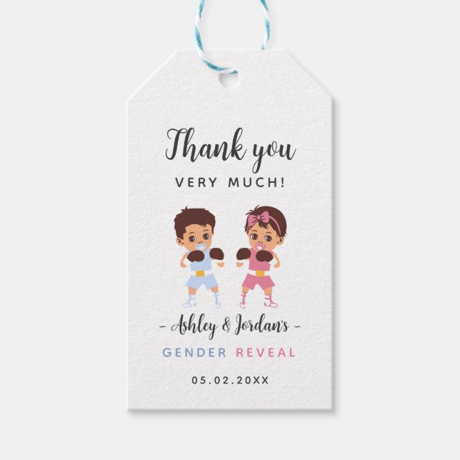 Boxing Theme Gender Reveal Thank You Tag (Front)