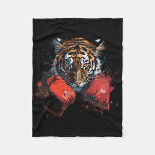 Boxing Tiger Lover Boxing Gloves Kickboxing Funny Fleece Blanket