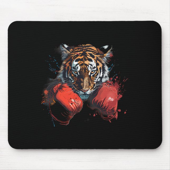 Boxing Tiger Lover Boxing Gloves Kickboxing Funny  Mouse Pad (Front)