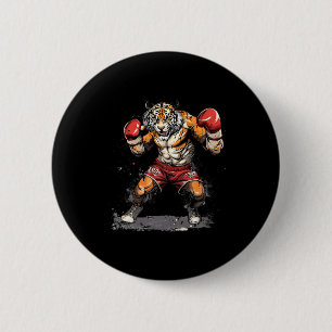 Boxing Tiger With Boxing Gloves Kickboxing Funny B 6 Cm Round Badge
