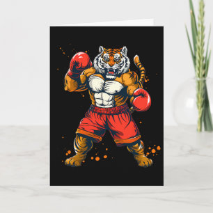 Boxing Tiger With Boxing Gloves Kickboxing Funny B Card