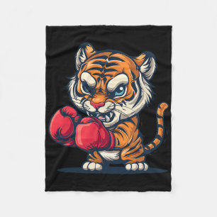 Boxing Tiger With Boxing Gloves Kickboxing Funny B Fleece Blanket