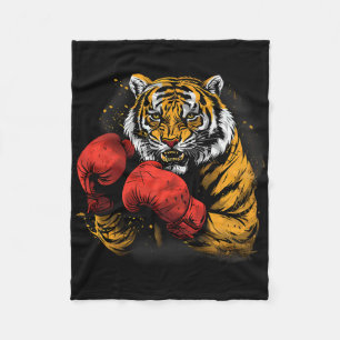 Boxing Tiger With Boxing Gloves Kickboxing Funny B Fleece Blanket