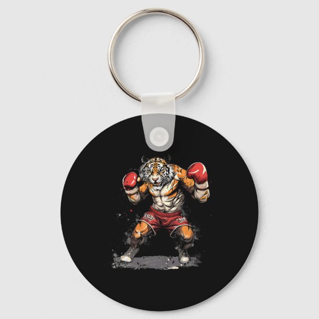 Boxing Tiger With Boxing Gloves Kickboxing Funny B Key Ring (Front)