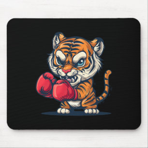 Boxing Tiger With Boxing Gloves Kickboxing Funny B Mouse Pad