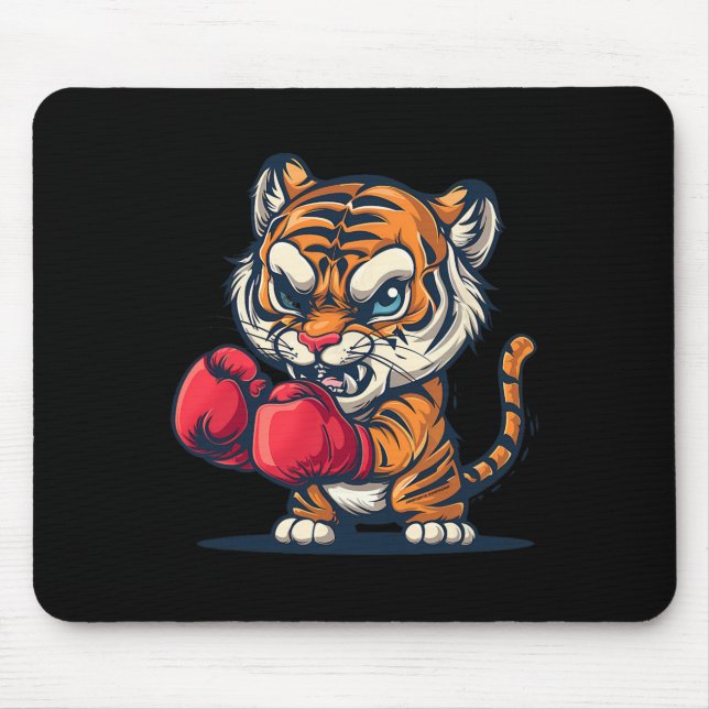 Boxing Tiger With Boxing Gloves Kickboxing Funny B Mouse Pad (Front)