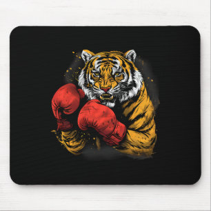 Boxing Tiger With Boxing Gloves Kickboxing Funny B Mouse Pad