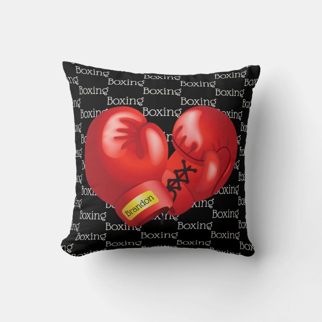 Boxing Tiled Text Design Throw Pillow (Front)