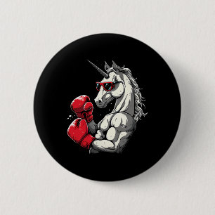Boxing Unicorn With Boxing Gloves Kickboxing Cute 6 Cm Round Badge