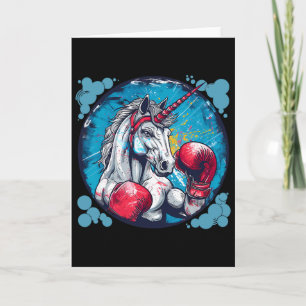 Boxing Unicorn With Boxing Gloves Kickboxing Cute Card