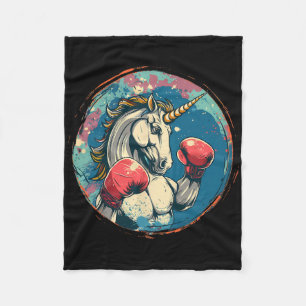 Boxing Unicorn With Boxing Gloves Kickboxing Cute Fleece Blanket