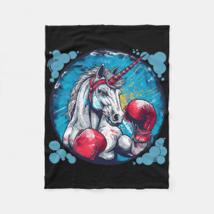 Boxing Unicorn With Boxing Gloves Kickboxing Cute Fleece Blanket