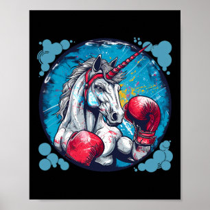 Boxing Unicorn With Boxing Gloves Kickboxing Cute Poster