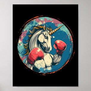 Boxing Unicorn With Boxing Gloves Kickboxing Cute Poster
