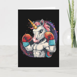 Boxing Unicorn With Boxing Gloves Kickboxing Funny Card