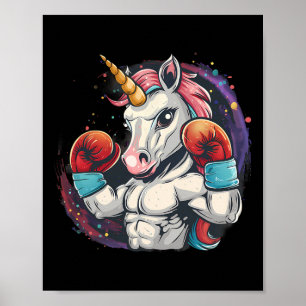 Boxing Unicorn With Boxing Gloves Kickboxing Funny Poster
