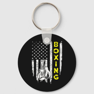Boxing Usa American Flag 4th Of July Patriotic Key Ring