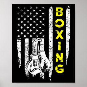 Boxing Usa American Flag 4th Of July Patriotic Poster