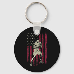 Boxing Vintage American Flag 4th Of July Tee Gift Key Ring