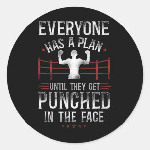 Boxing Vintage Everyone Has A Plan Until They Get  Classic Round Sticker