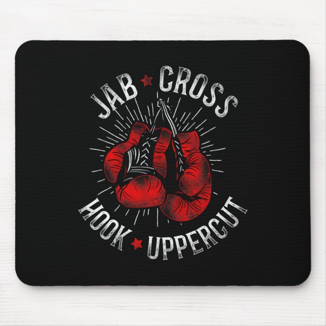 Boxing Vintage Jab Cross Hook Uppercut  Mouse Pad (Front)