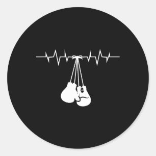 Boxing White Gloves Hanged On Boxing Heart Rate Fu Classic Round Sticker