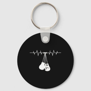 Boxing White Gloves Hanged On Boxing Heart Rate Fu Key Ring