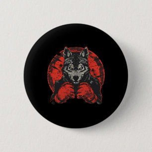 Boxing Wolf With Boxing Gloves Kickboxing Funny Bo 6 Cm Round Badge