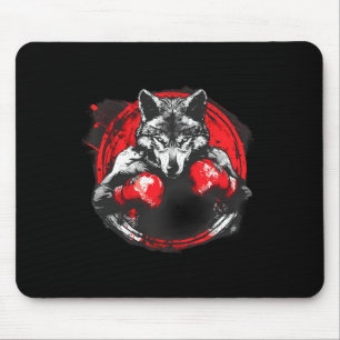 Boxing Wolf With Boxing Gloves Kickboxing Funny Bo Mouse Pad