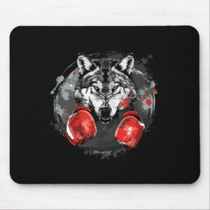 Boxing Wolf With Boxing Gloves Kickboxing Funny Bo Mouse Pad