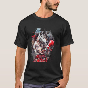 Boxing Wolf With Boxing Gloves Kickboxing Funny Bo T-Shirt