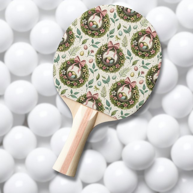 Boxwood Easter Wreath Pink Bow with Egg Ping Pong Paddle (Creator Uploaded)
