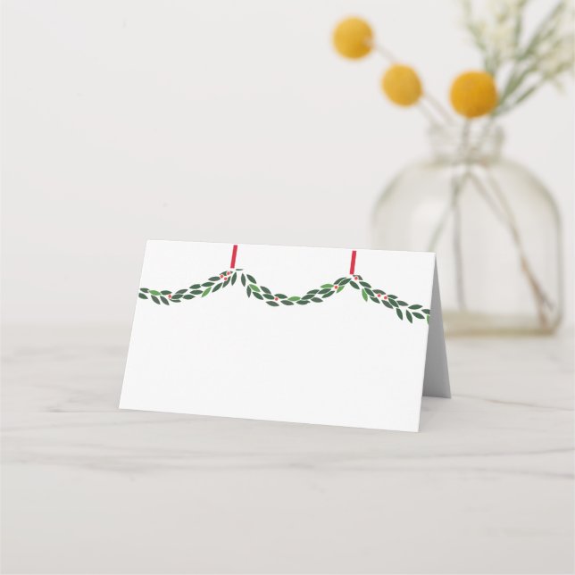 Boxwood Garland Christmas Place Card (Front)