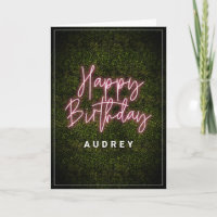 Boxwood Pink Neon Sign Personalised Happy Birthday