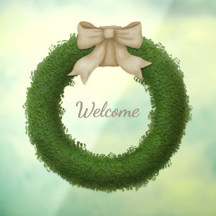 Boxwood Wreath With Bow Custom Name or Greeting