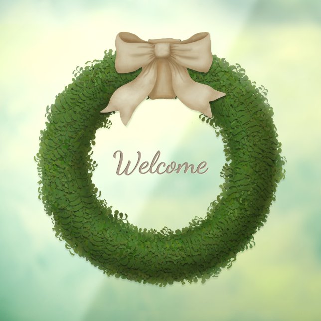 Boxwood Wreath With Bow Custom Name or Greeting (Sheet 3)