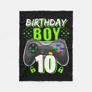 Boy 10 Video Game Controller Gamer 10th Birthday Fleece Blanket