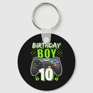 Boy 10 Video Game Controller Gamer 10th Birthday Key Ring