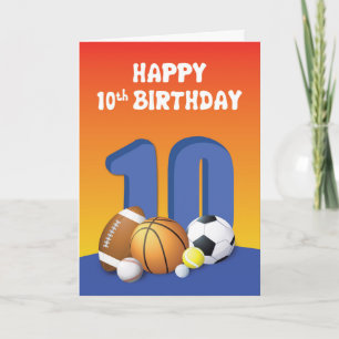 Boy 10th Birthday Sports Balls Card