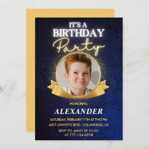 Boy 11th birthday invitations Elegant Chic Photo