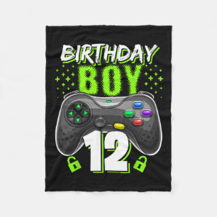 Boy 12 Video Game Controller Gamer 12th Birthday Fleece Blanket