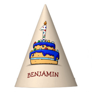 Boy 1st Birthday, 1 on Sweet Blue Cake Party Hat