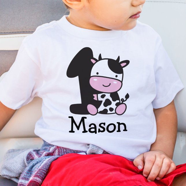 Boy 1st Birthday Cow Number 1 T-Shirt (Creator Uploaded)